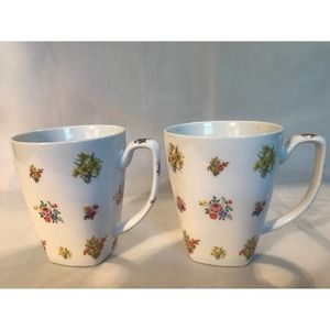 Gibson "elite" gracious dining Floral Cup/Mugs Set of 2, Beautiful Flowers